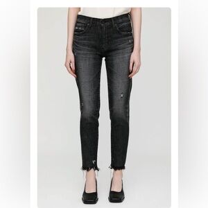 Moussy Vintage Diana SkinnyDistressed Jeans In Black Size 24